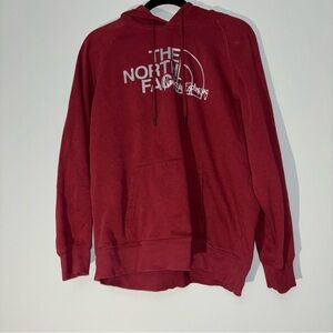 The North Face Burgundy Hoodie with Silver Graffiti Logo